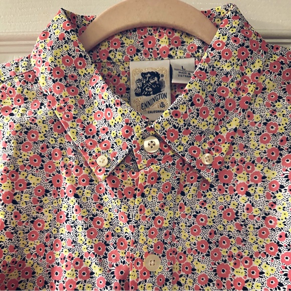 [ 2 FOR $40 ] KENNINGTON LTD PINK & YELLOW FLORAL SHIRT - Picture 3 of 6